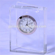 Reloj de mesa de cristal rectángulo puro para la decoración de la oficina o recuerdo